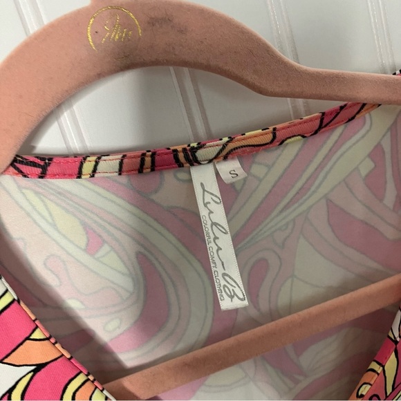 Lulu B Top Small Multicolor Print V-neck 3/4 Sleeve Spring Casual UPF Shirt - Picture 3 of 7